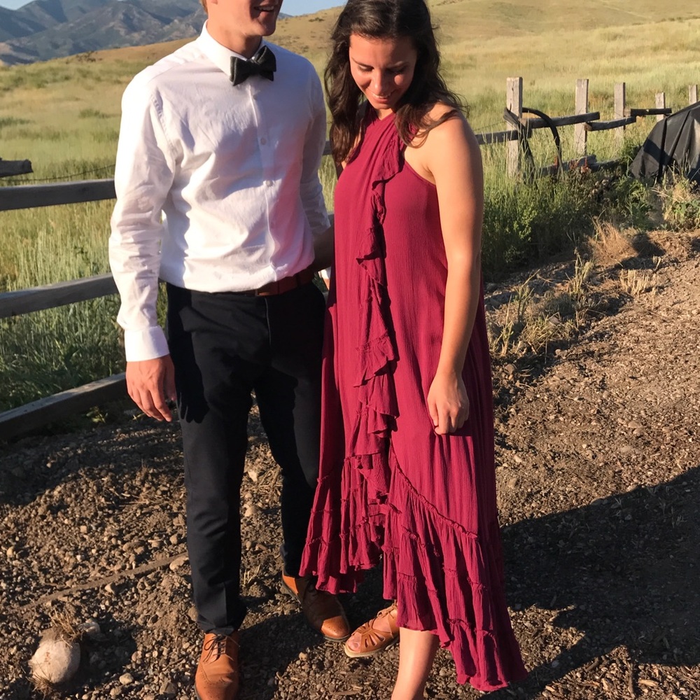 Free People Boho Burgundy Dress